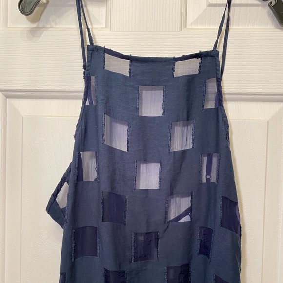 Onia Sheer Checkered Dress Coverup Navy - Picture 6 of 10